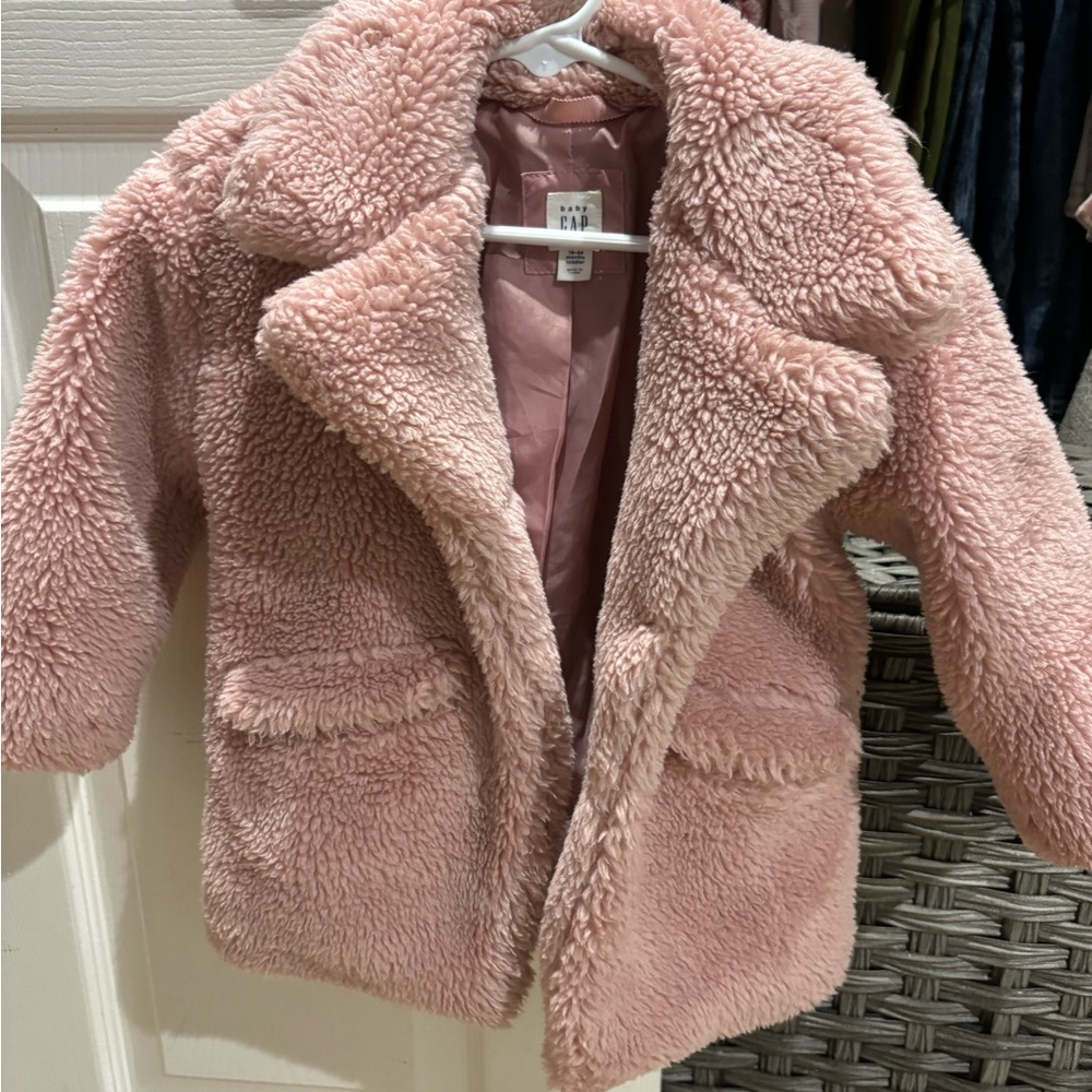 GAP Pink Fuzzy Kids Puffer Jacket